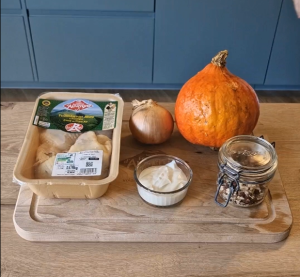 Cuisses de Poulet Fermier d’Auvergne au potimarron et noisettes Cuisses de Poulet Fermier d’Auvergne au potimarron et noisettes