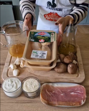 Cuisses de poulet fermier d'Auvergne sauce champignon et parmesan